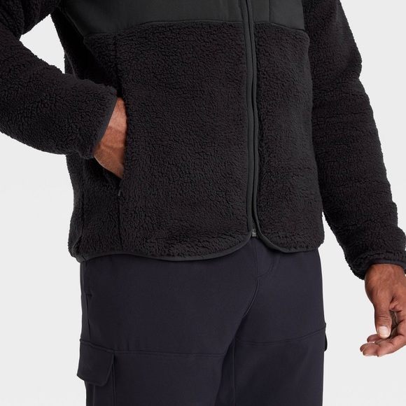 All in Motion Men’s Sherpa Fleece Full zip jacket sweatshirt size S black nwt - Picture 3 of 8